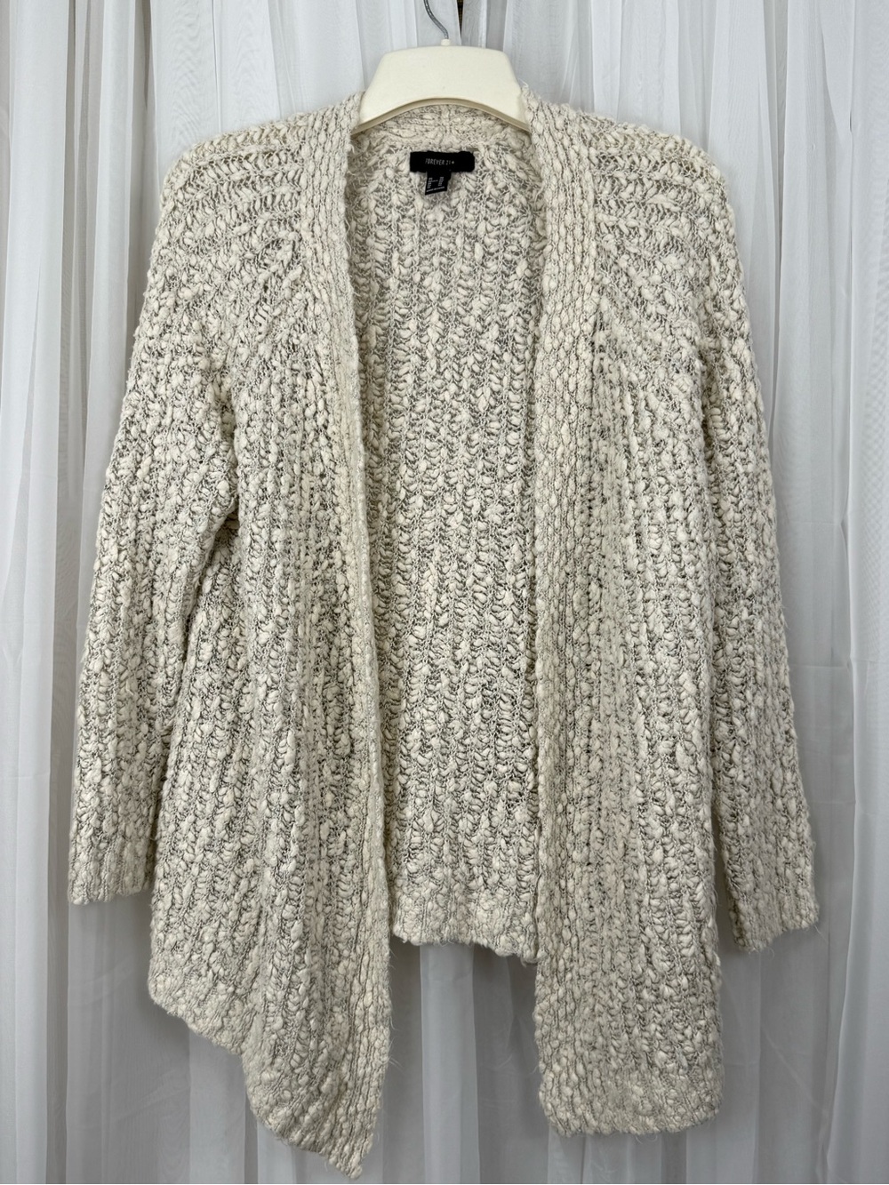 Forever 21 Plus 2X Chunky Knit Cardigan Open Front Textured Cream